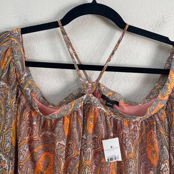 NEW Ann Taylor Factory Womens Large Off The Shoulder Blouse Paisley Boho Shirt - Picture 8 of 9